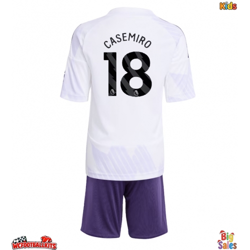 Manchester United Casemiro #18 Replica Away Stadium Kit for Kids 2025-26 Short Sleeve (+ pants)